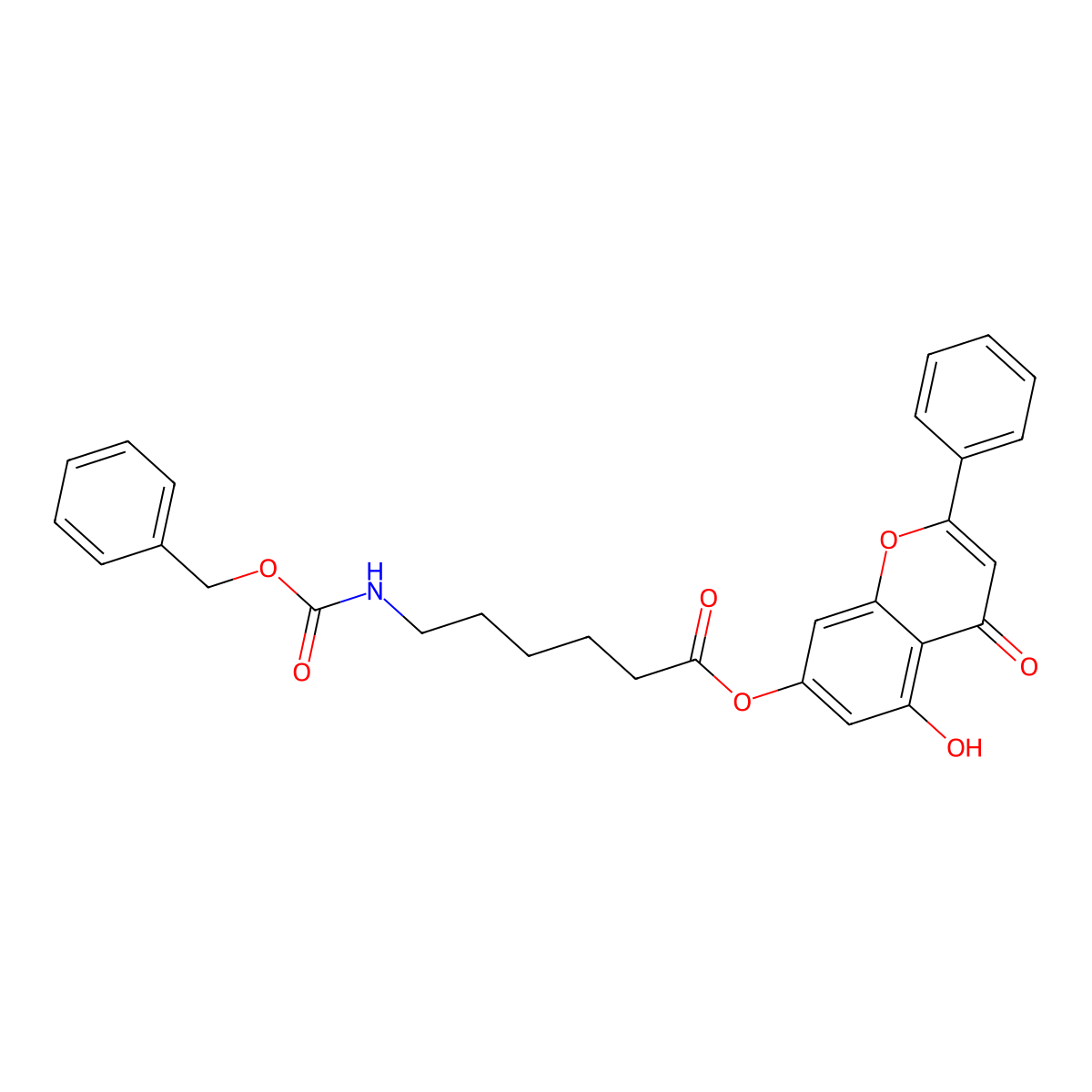 5-hydroxy-4-oxo-2-phenyl-4H-chromen-7-yl 6-{[(benzyloxy)carbonyl]amino}hexanoate molecular structure, CAS 401465-72-3