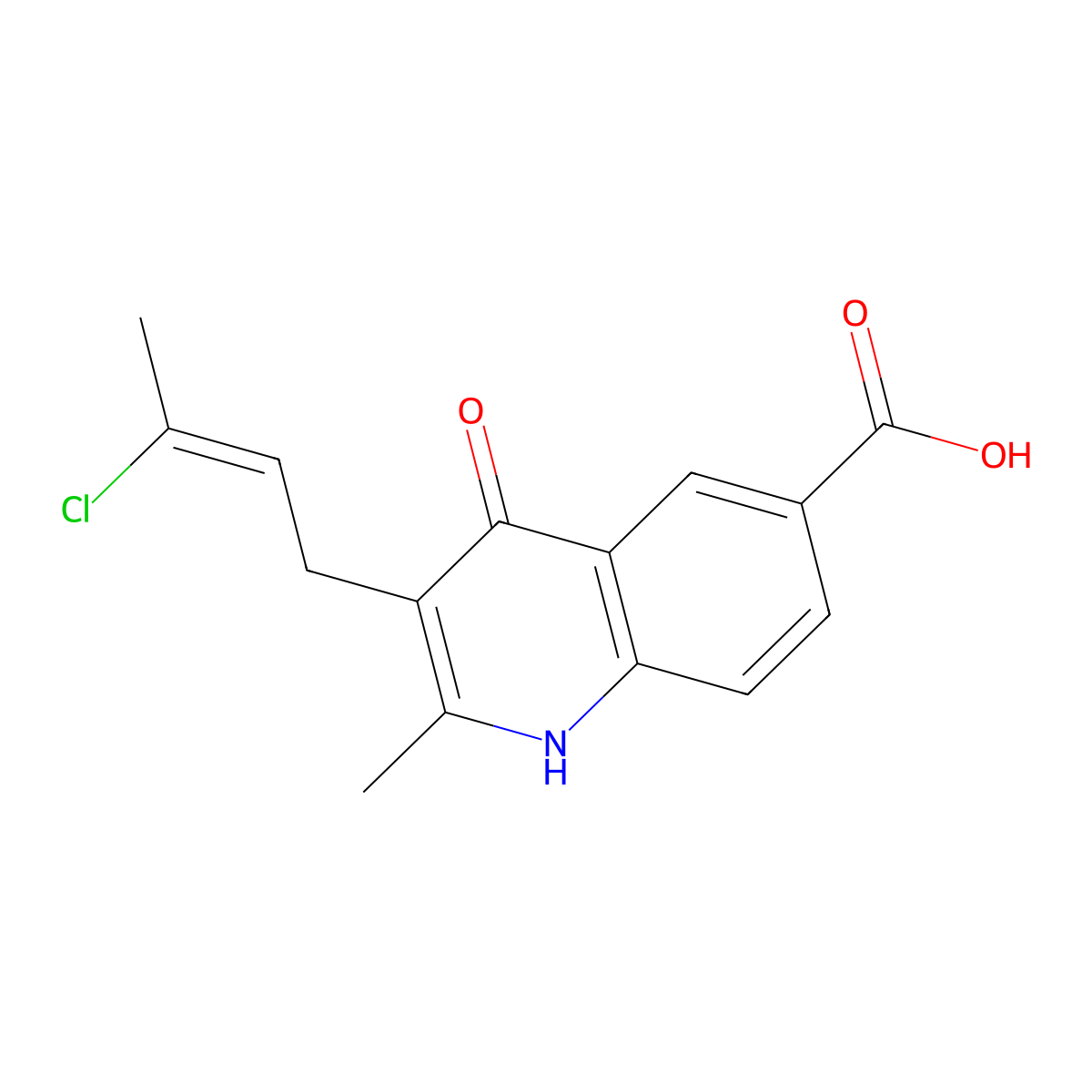 3-(3-chlorobut-2-enyl)-2-methyl-4-oxo-1H-quinoline-6-carboxylic Acid molecular structure, CAS 401466-54-4