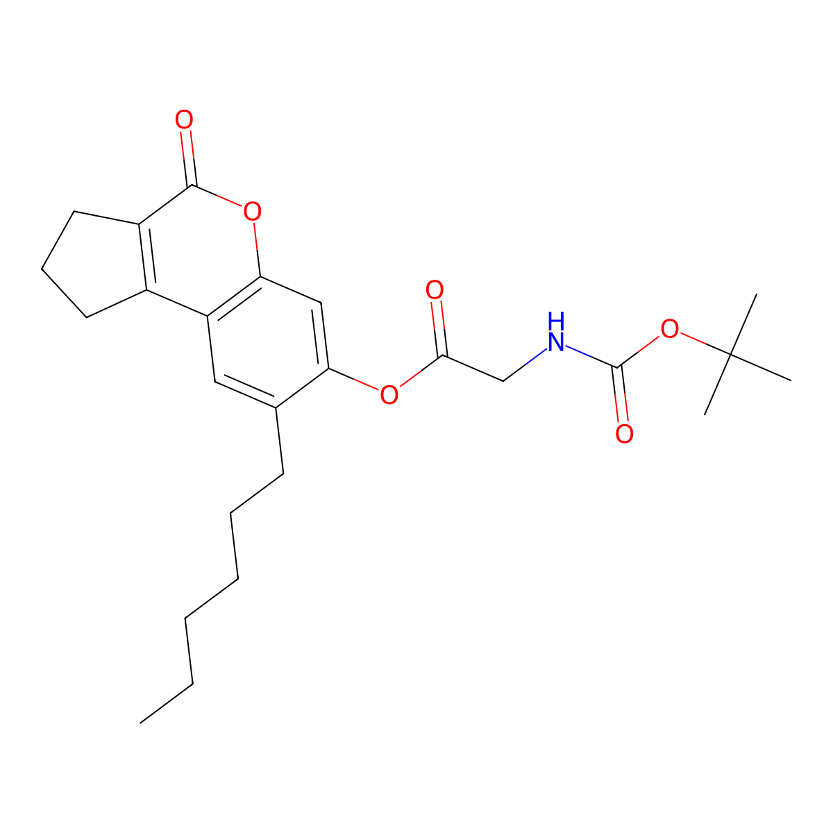 8-hexyl-4-oxo-1,2,3,4-tetrahydrocyclopenta[c]chromen-7-yl N-(tert-butoxycarbonyl)glycinate molecular structure, CAS 401466-56-6