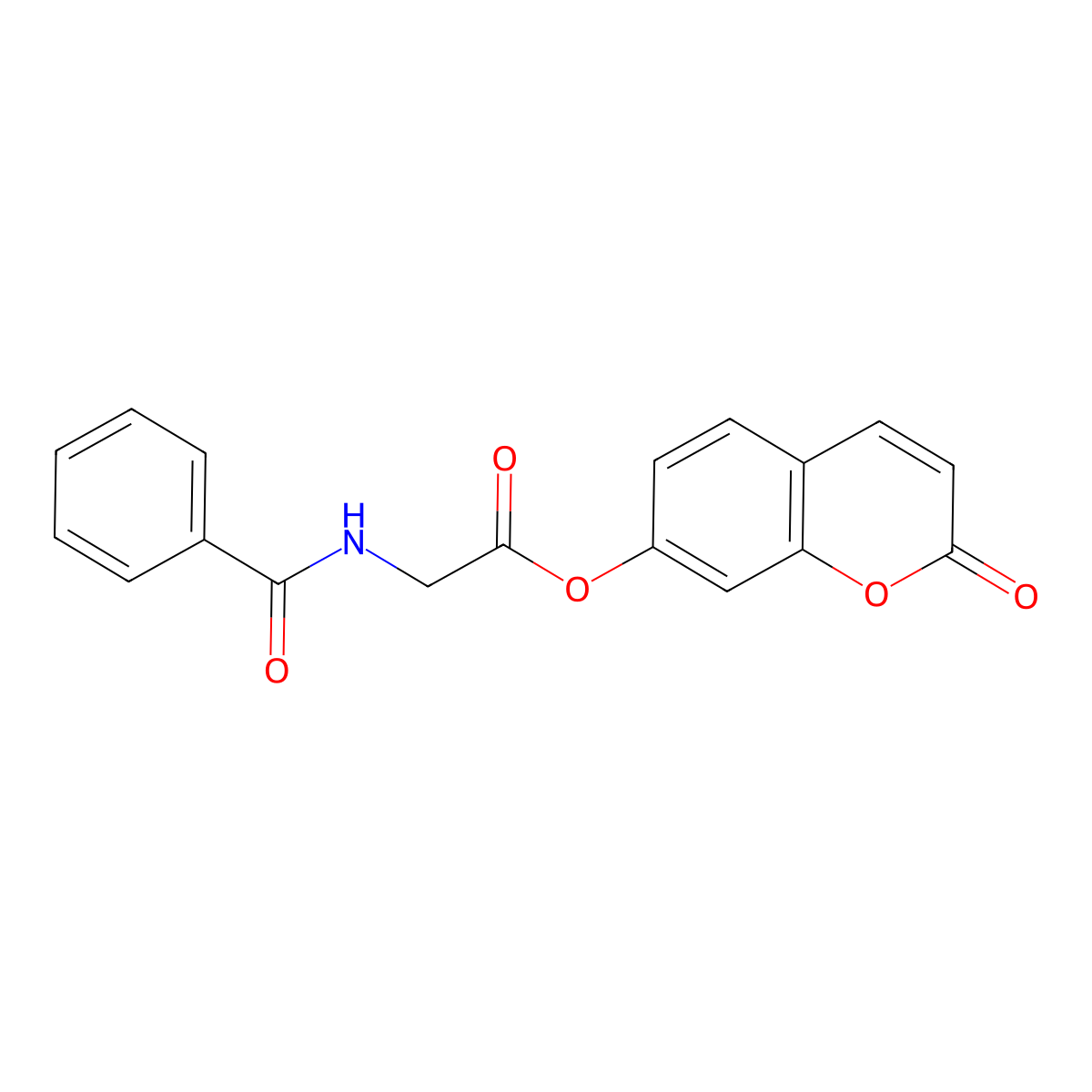 2-oxo-2H-chromen-7-yl 2-(benzoylamino)acetate molecular structure, CAS 401466-68-0