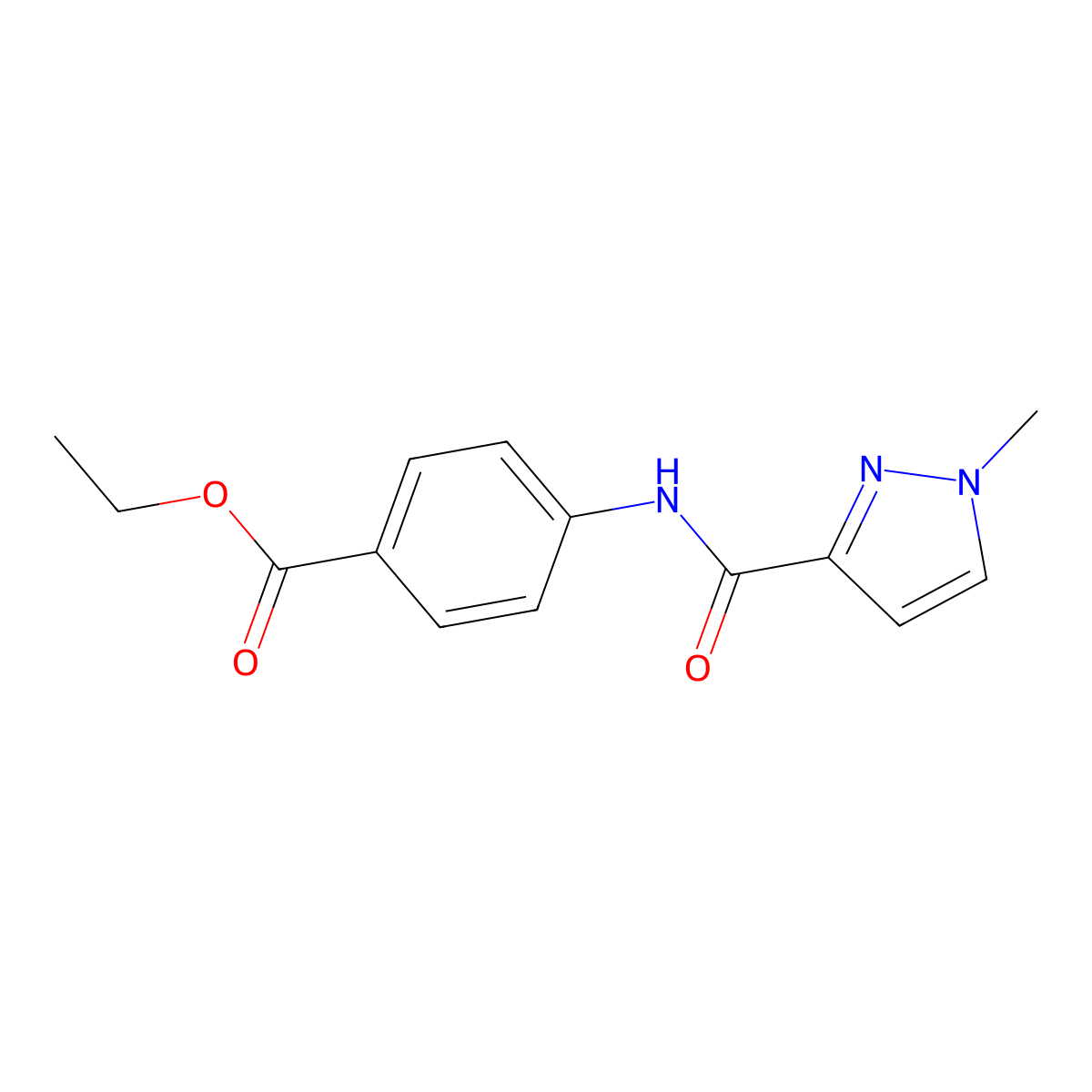 ethyl 4-(1-methyl-1H-pyrazole-3-carboxamido)benzoate molecular structure, CAS 401474-93-9