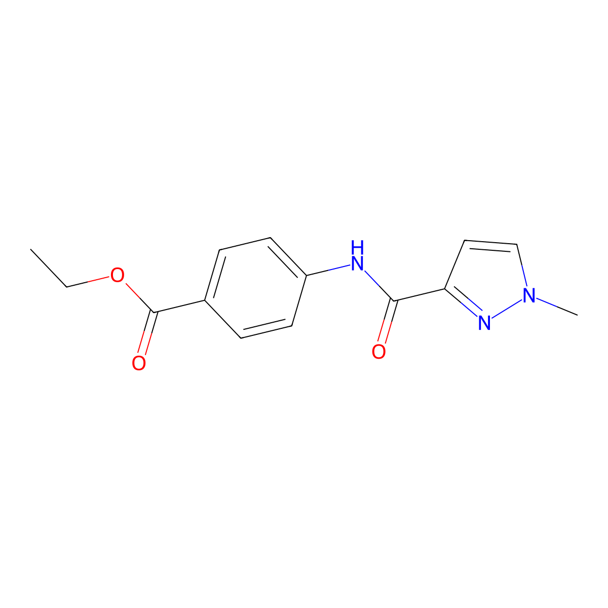 ethyl 4-(1-methyl-1H-pyrazole-3-carboxamido)benzoate molecular structure, CAS 401474-93-9