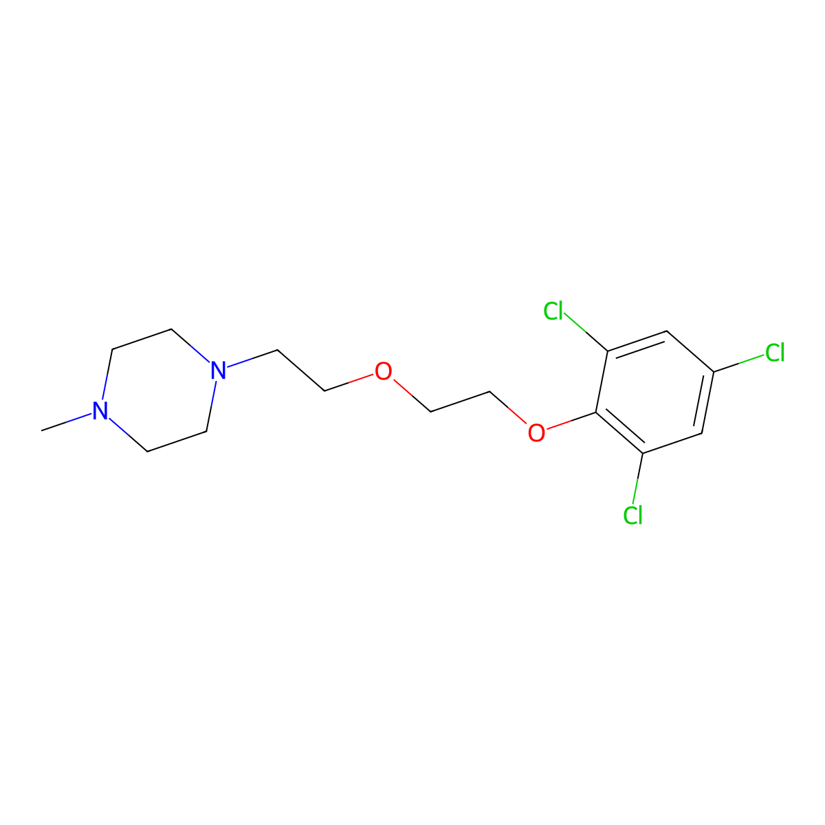 1-Methyl-4-[2-[2-(2,4,6-trichlorophenoxy)ethoxy]ethyl]piperazine molecular structure, CAS 401483-91-8