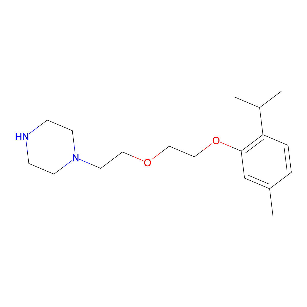1-[2-[2-(5-Methyl-2-propan-2-ylphenoxy)ethoxy]ethyl]piperazine molecular structure, CAS 401499-28-3