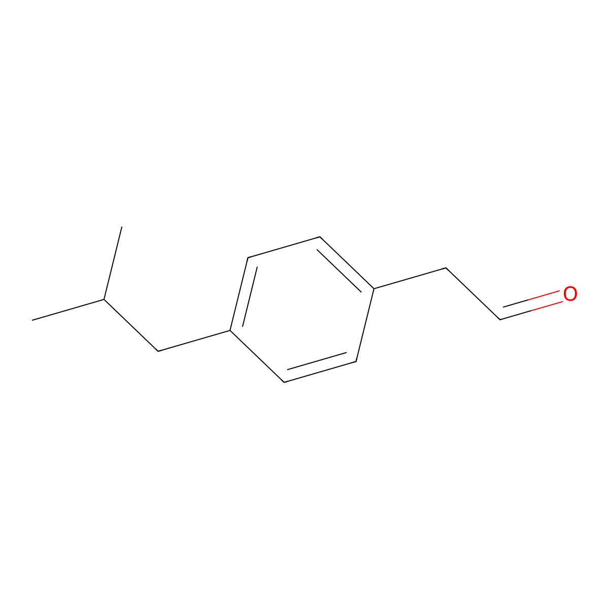 Benzeneacetaldehyde, 4-(2-methylpropyl)- molecular structure, CAS 40150-97-8