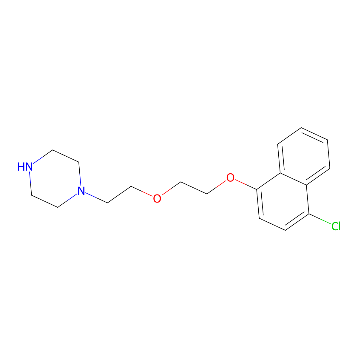 1-[2-[2-[(4-Chloro-1-naphthalenyl)oxy]ethoxy]ethyl]piperazine molecular structure, CAS 401500-01-4