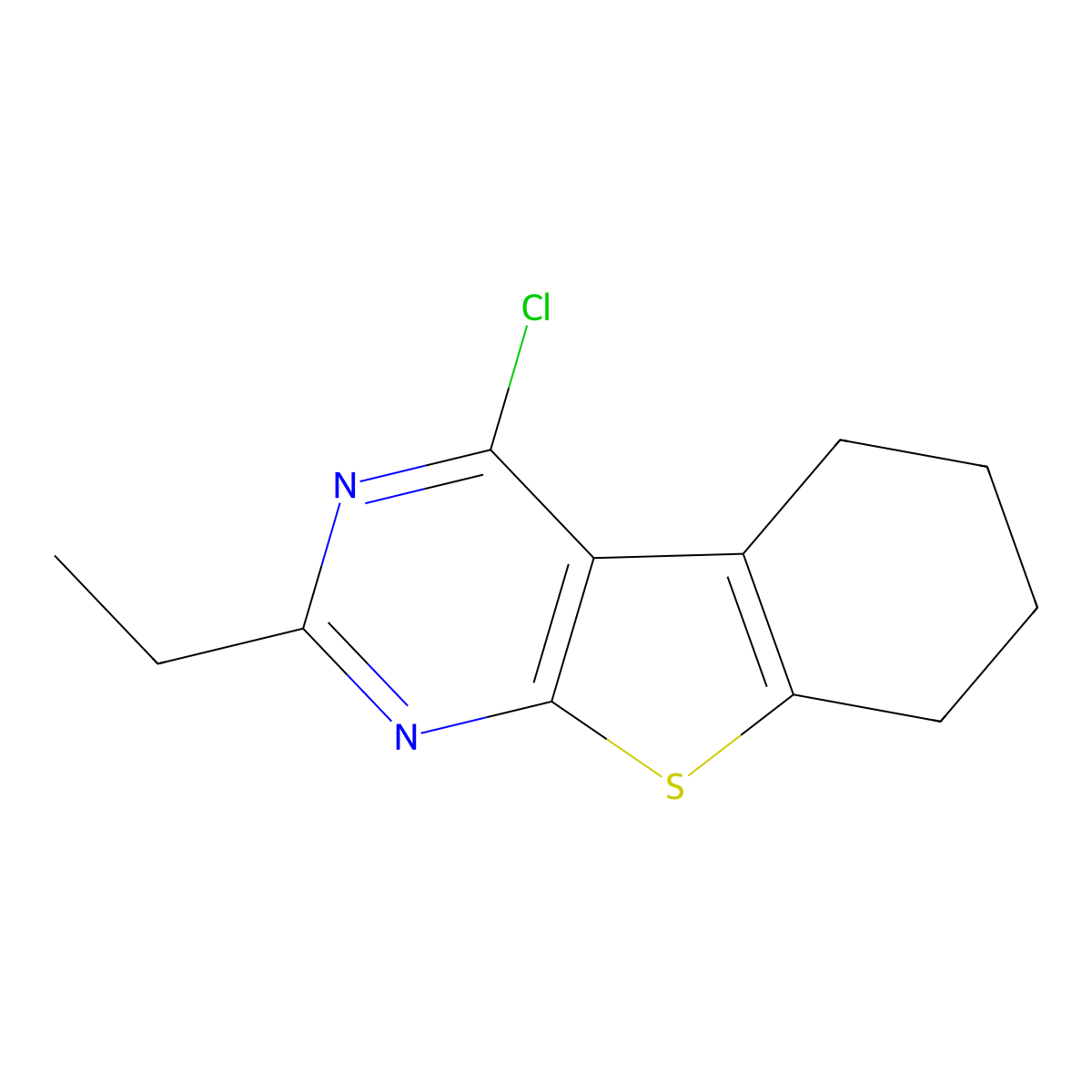4-Chloro-2-ethyl-5,6,7,8-tetrahydrobenzo[4,5]thieno[2,3-d]pyrimidine molecular structure, CAS 401511-17-9