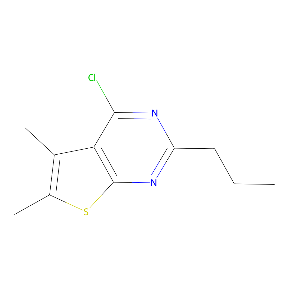 4-Chloro-5,6-dimethyl-2-propylthieno[2,3-D]pyrimidine molecular structure, CAS 401511-19-1