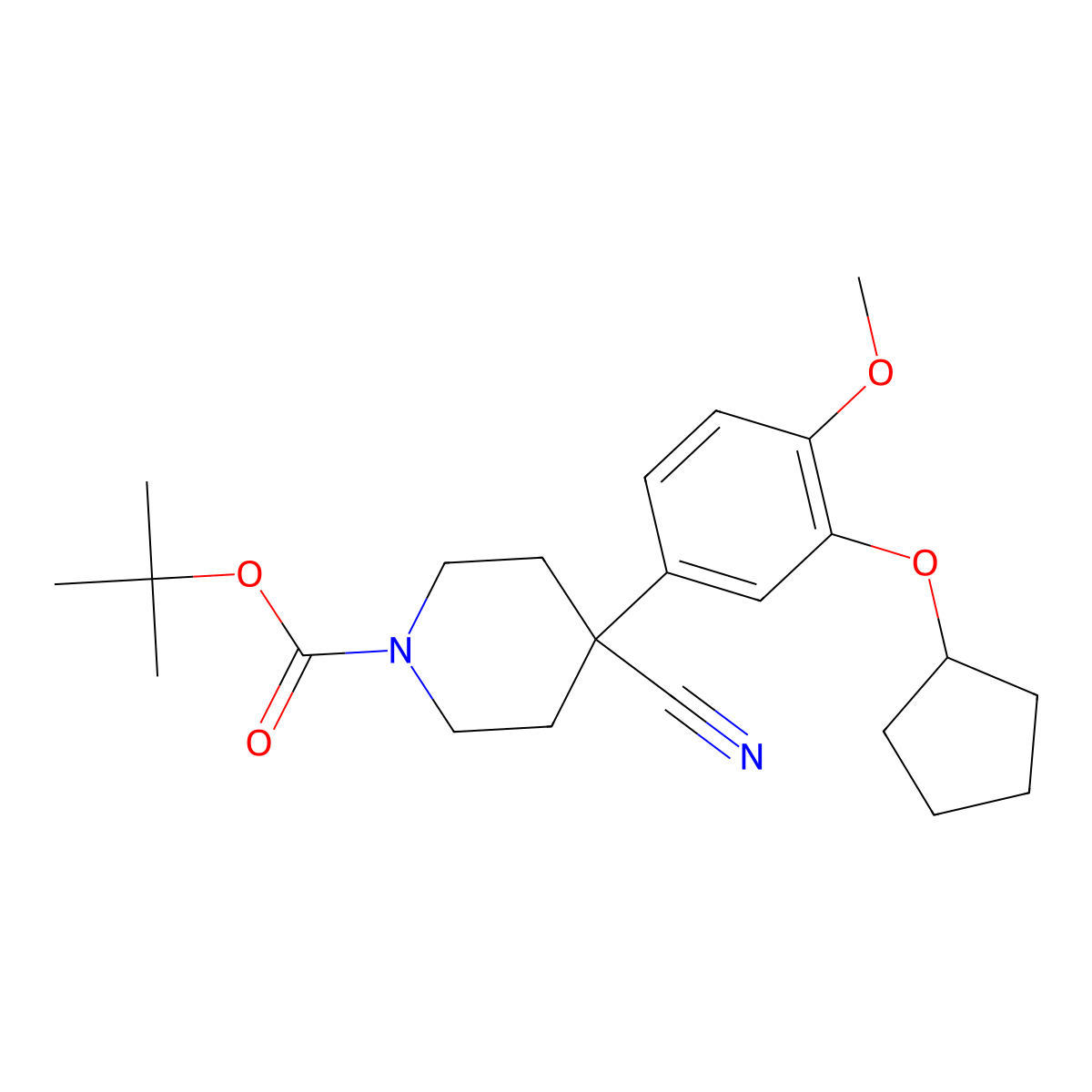 1-Boc-4-cyano-4-[3-(cyclopentyloxy)-4-methoxyphenyl]-piperidine molecular structure, CAS 401518-12-5