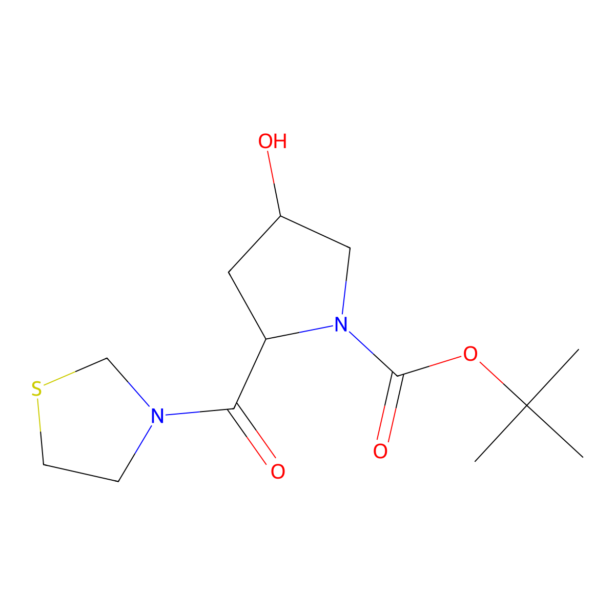 (2S,4R)-4-Hydroxy-2-(3-thiazolidinylcarbonyl)-1-pyrrolidinecarboxylic acid tert-butyl ester molecular structure, CAS 401564-30-5