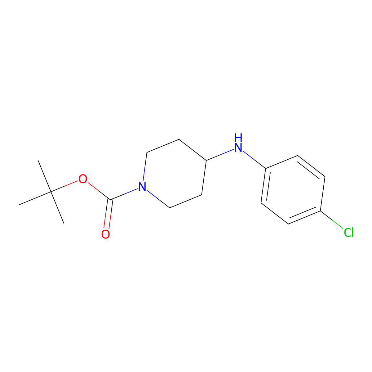 Tert-butyl 4-(4-chlorophenylamino)piperidine-1-carboxylate molecular structure, CAS 401565-95-5