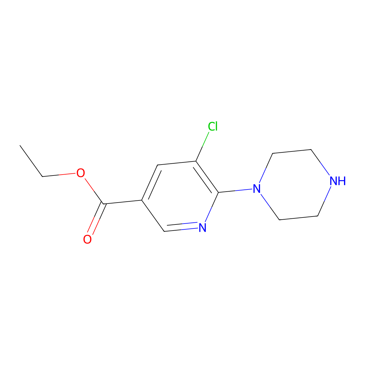 Ethyl 5-chloro-6-(piperazin-1-YL)nicotinate molecular structure, CAS 401566-70-9