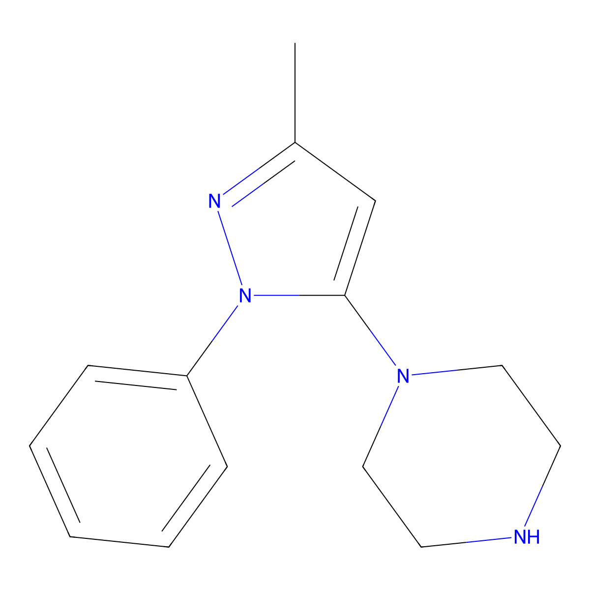 1-(3-Methyl-1-phenyl-1H-pyrazol-5-yl)piperazine molecular structure, CAS 401566-79-8