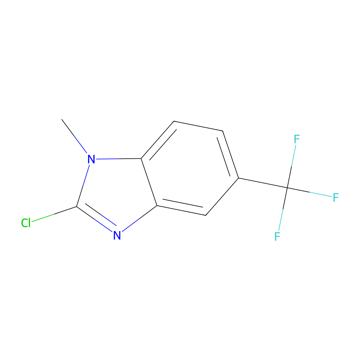 2-chloro-1-methyl-5-(trifluoromethyl)-1H-1,3-benzodiazole molecular structure, CAS 401567-08-6