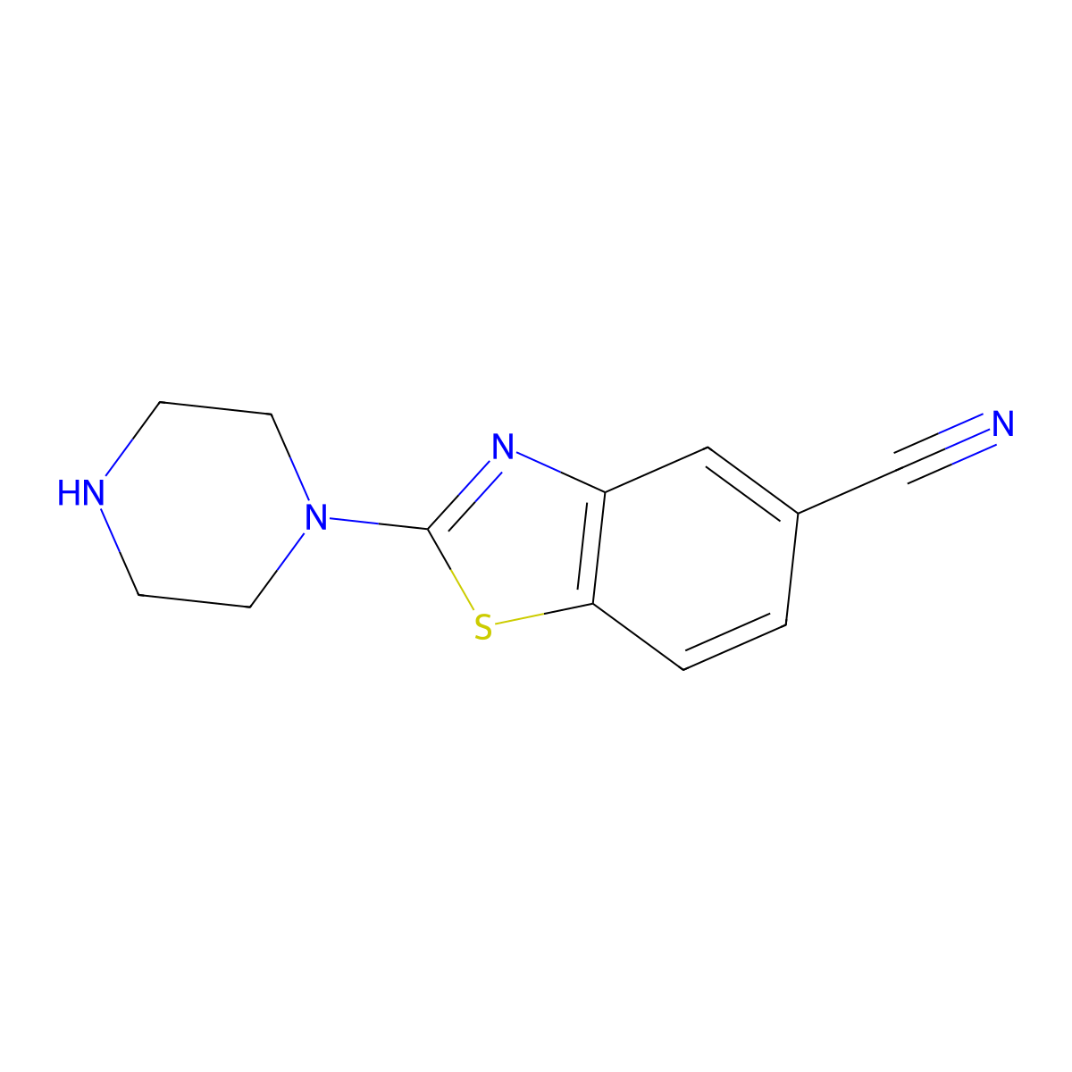 2-(Piperazin-1-yl)benzo[d]thiazole-5-carbonitrile molecular structure, CAS 401567-17-7