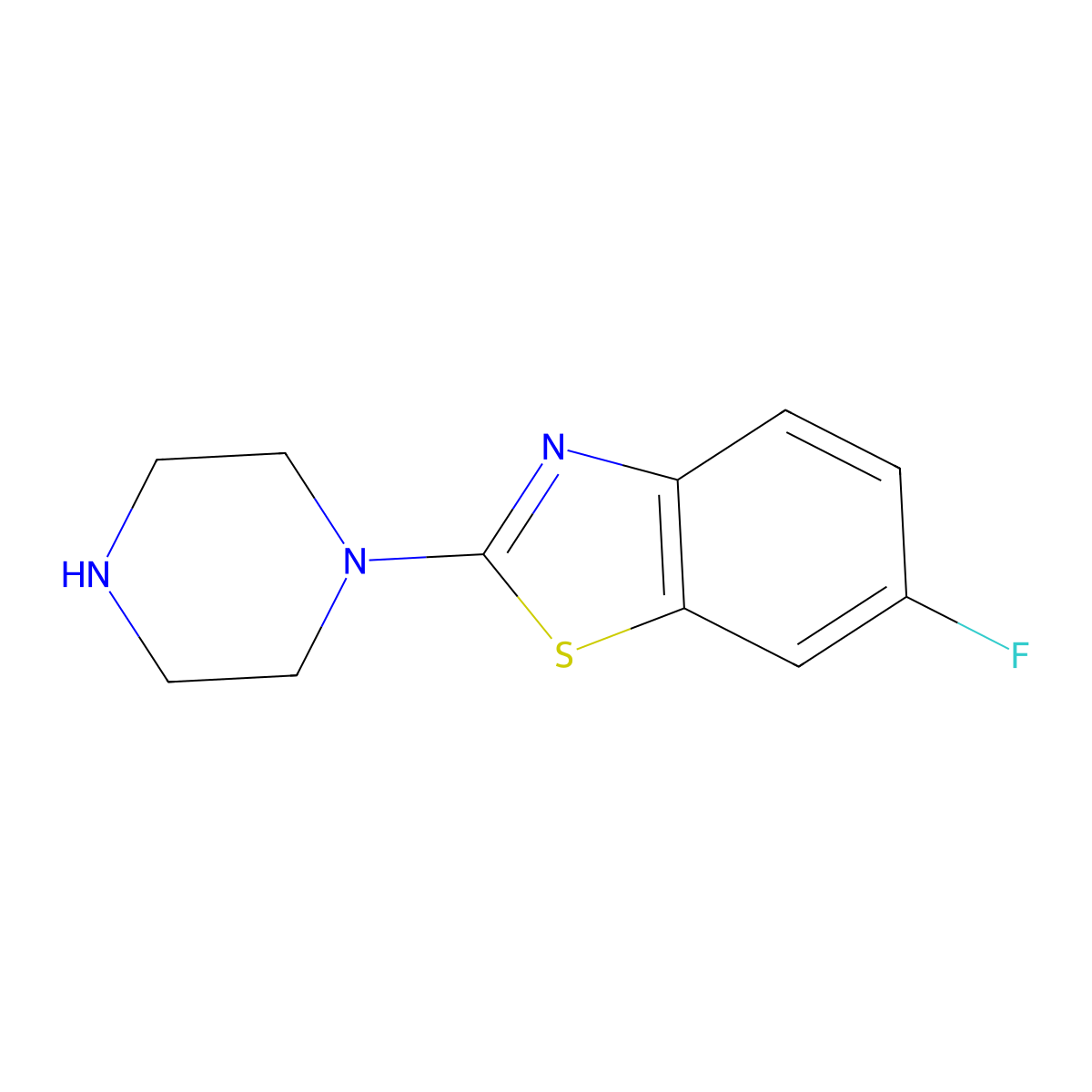 6-Fluoro-2-(piperazin-1-yl)benzo[d]thiazole molecular structure, CAS 401567-36-0