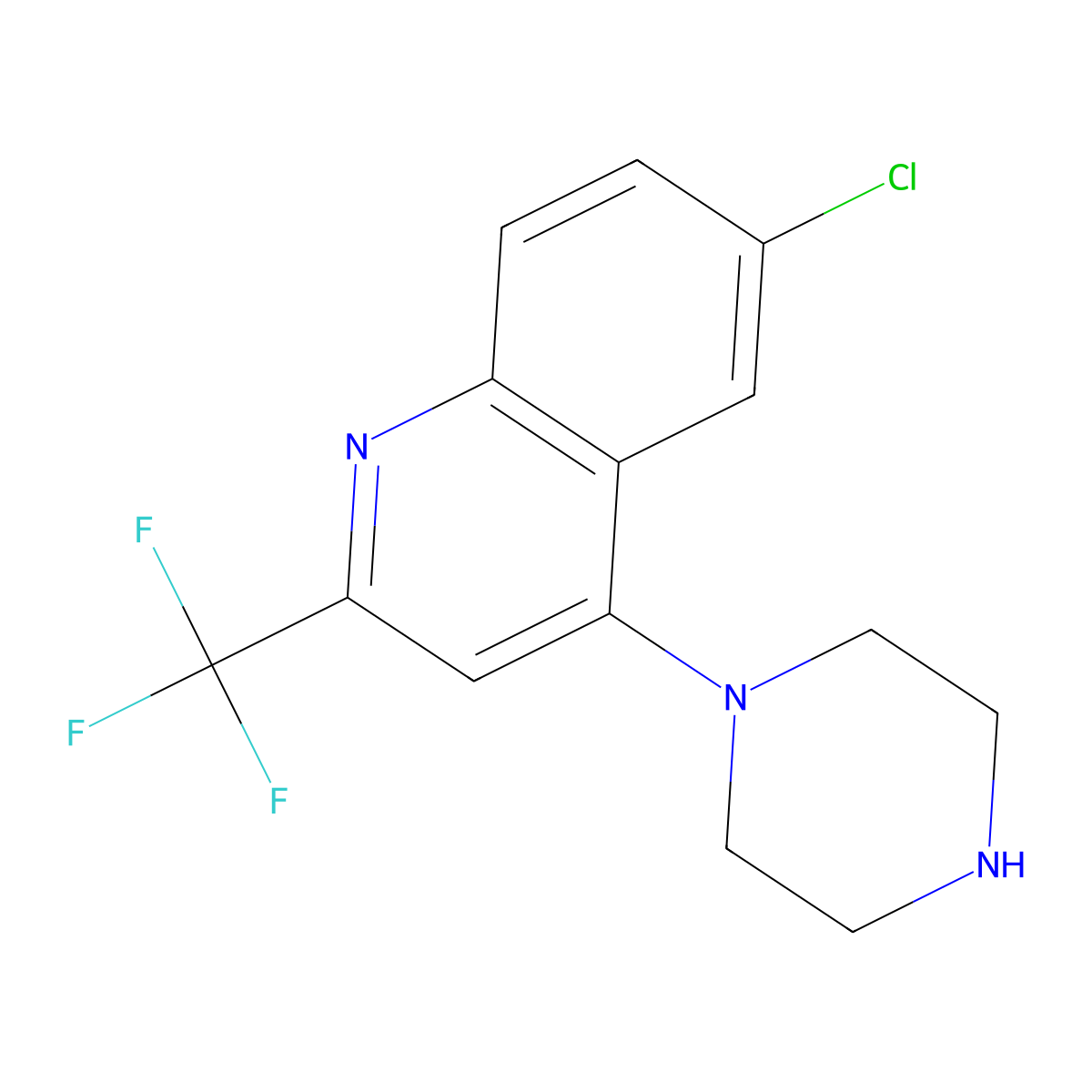 1-[6-Chloro-2-(trifluoromethyl)quinol-4-yl]piperazine molecular structure, CAS 401567-88-2