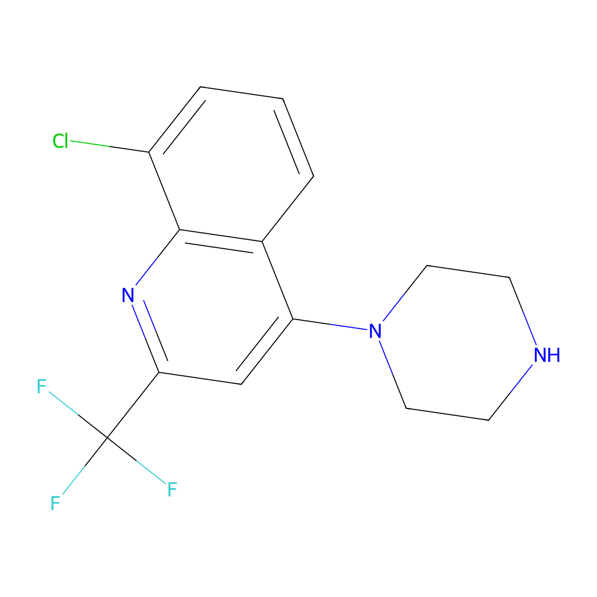 8-Chloro-4-piperazin-1-yl-2-(trifluoromethyl)quinoline molecular structure, CAS 401567-90-6