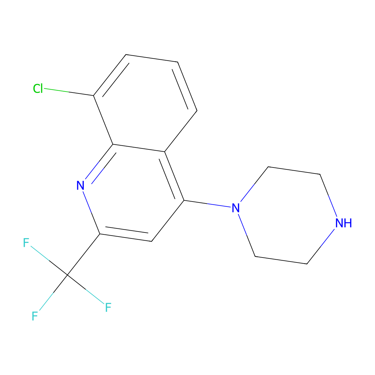 8-Chloro-4-piperazin-1-yl-2-(trifluoromethyl)quinoline molecular structure, CAS 401567-90-6