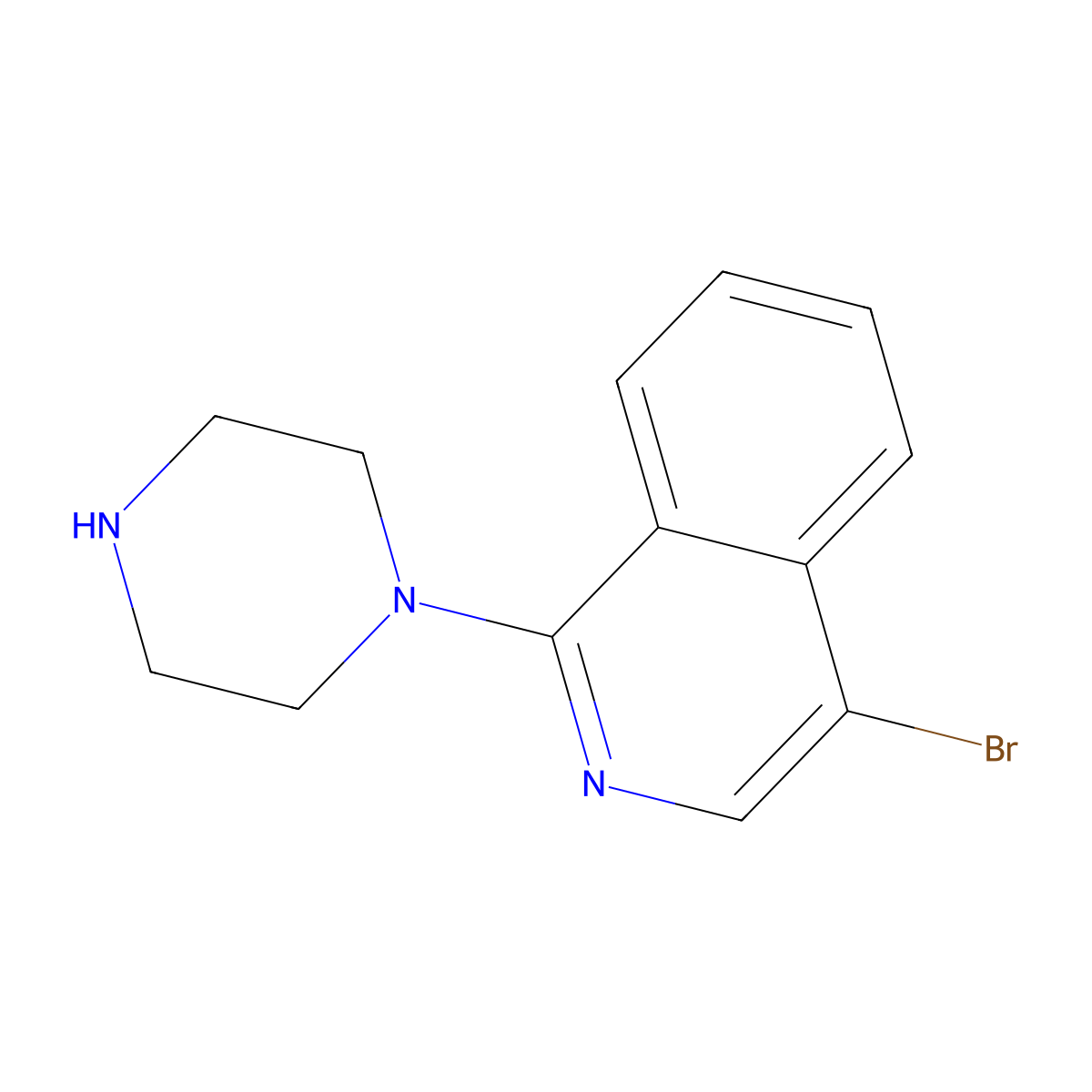 4-Bromo-1-(piperazin-1-yl)isoquinoline molecular structure, CAS 401567-96-2