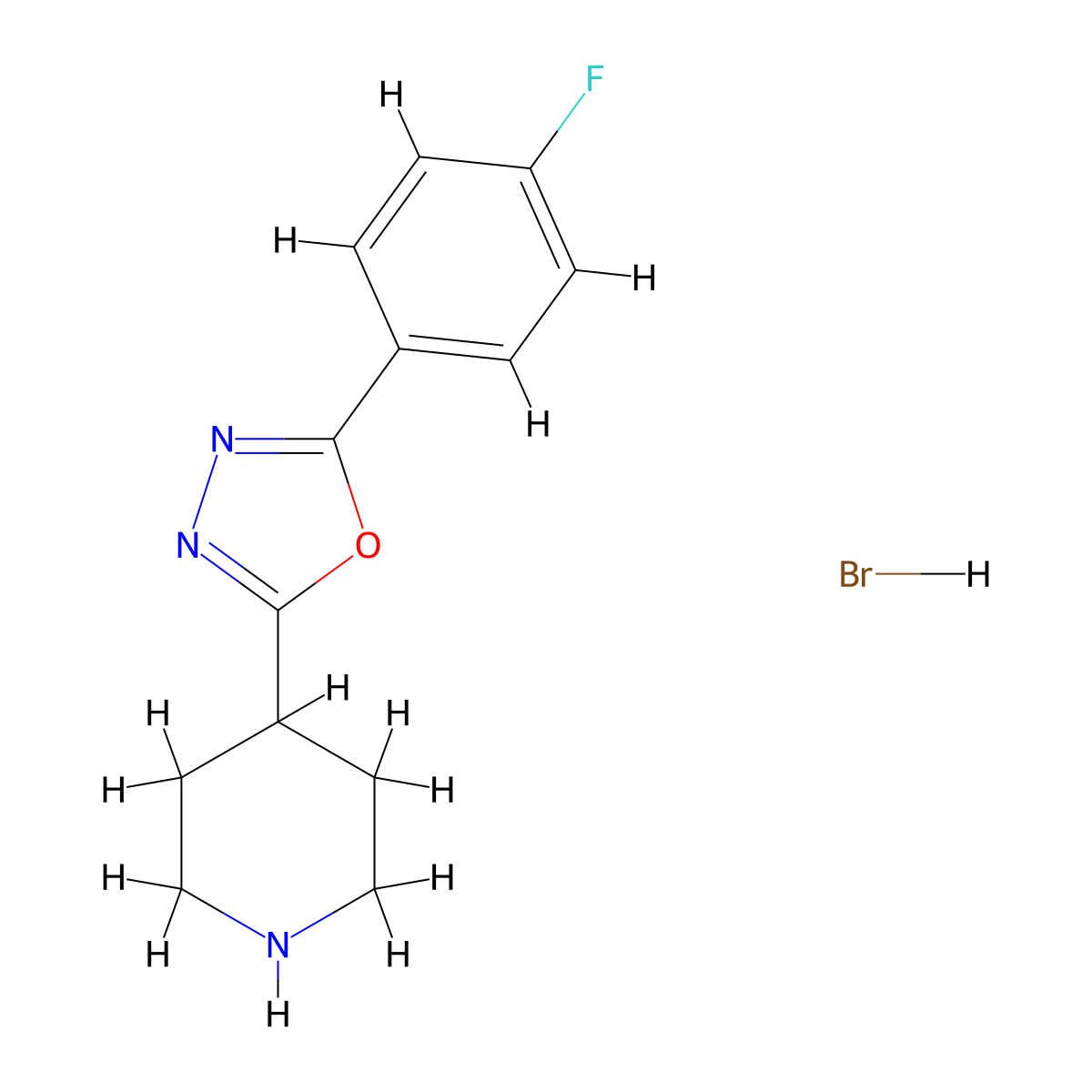 2-(4-Fluorophenyl)-5-(piperidin-4-yl)-1,3,4-oxadiazole hydrobromide molecular structure, CAS 401568-20-5