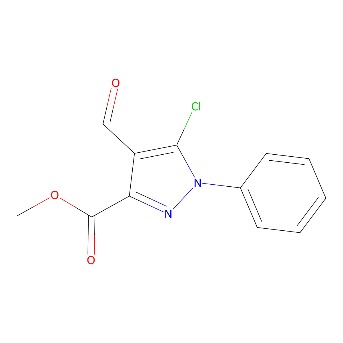 methyl 5-chloro-4-formyl-1-phenyl-1H-pyrazole-3-carboxylate molecular structure, CAS 401571-11-7