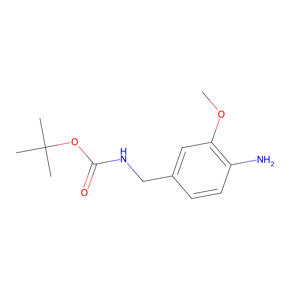tert-butyl N-((4-amino-3-methoxyphenyl)methyl)carbamate molecular structure, CAS 401573-38-4