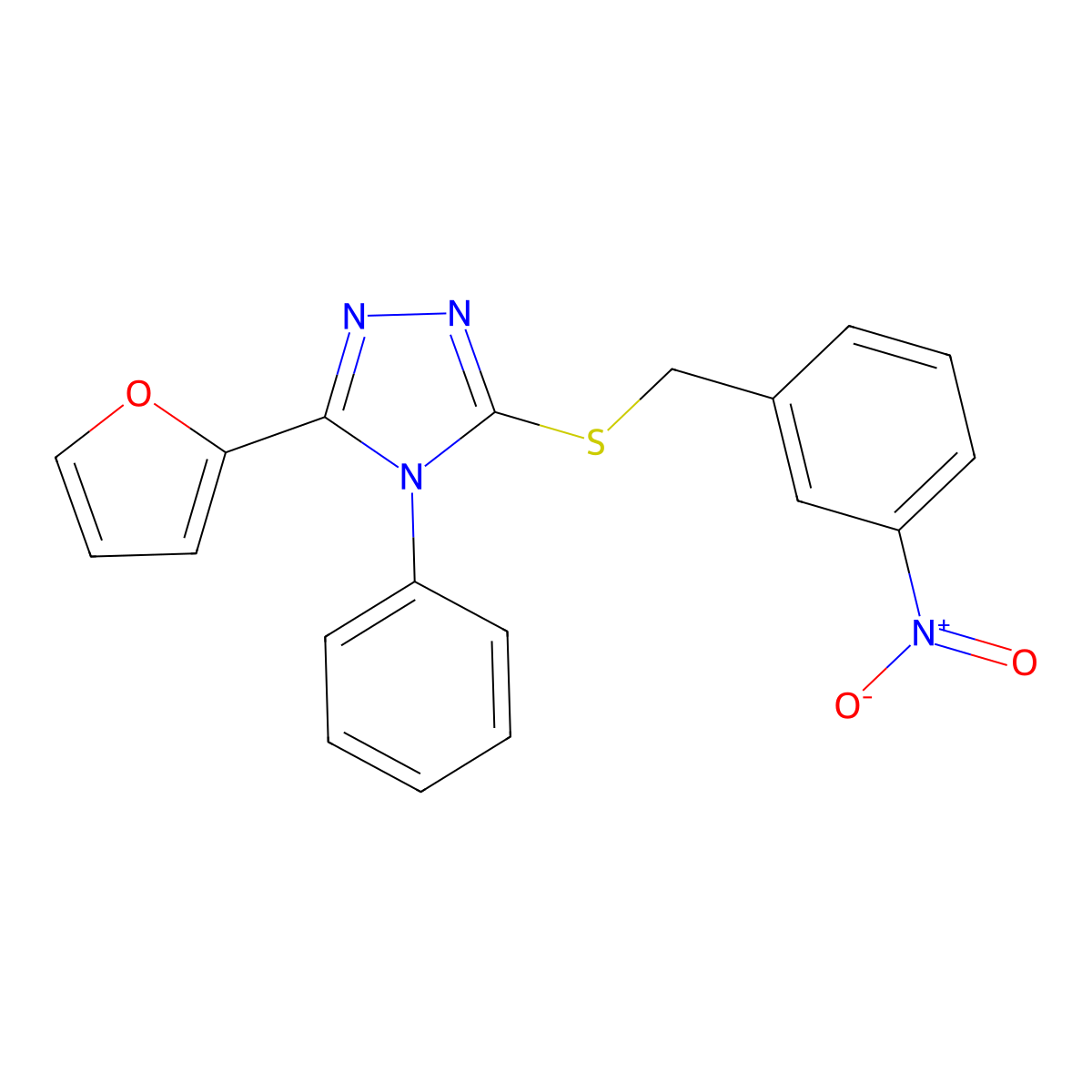 3-(Furan-2-yl)-5-[(3-nitrophenyl)methylsulfanyl]-4-phenyl-1,2,4-triazole molecular structure, CAS 401574-04-7