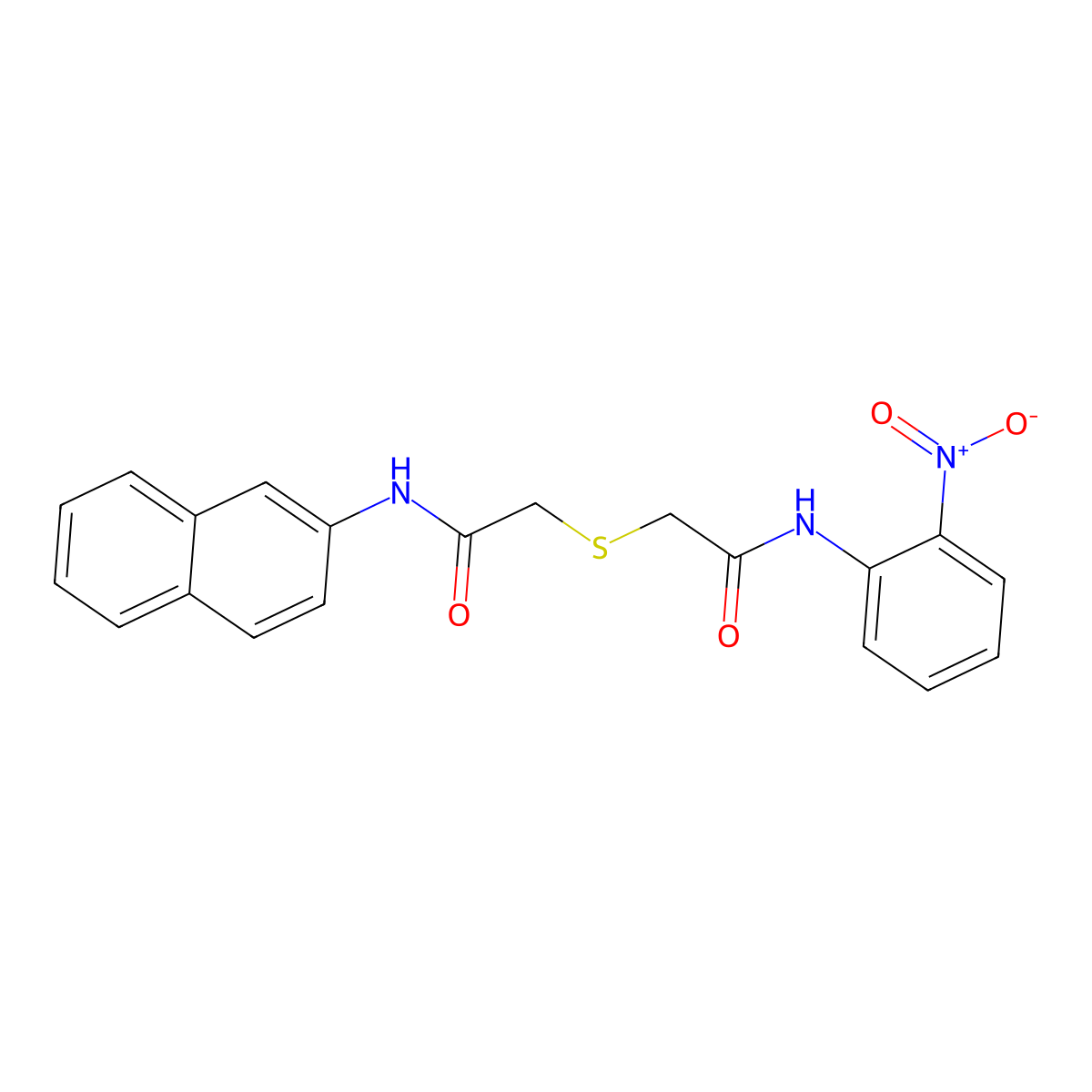 N-naphthalen-2-yl-2-[2-(2-nitroanilino)-2-oxoethyl]sulfanylacetamide molecular structure, CAS 401574-05-8