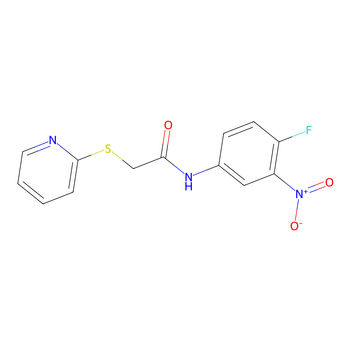 N-(4-fluoro-3-nitrophenyl)-2-(pyridin-2-ylthio)acetamide molecular structure, CAS 401574-09-2
