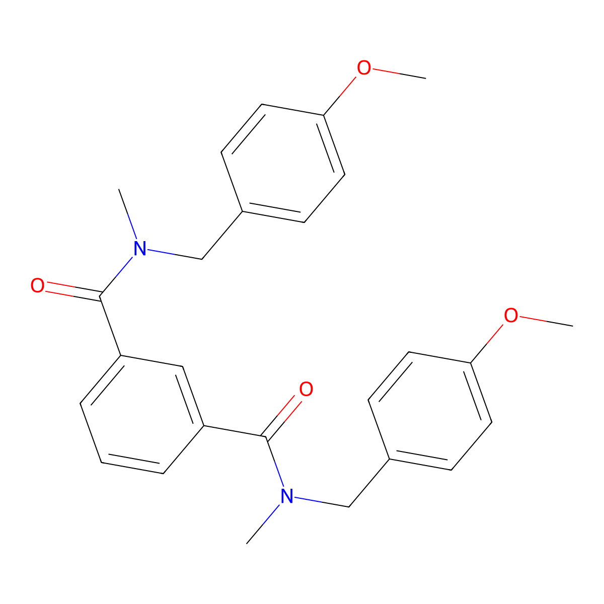 1-N,3-N-bis[(4-methoxyphenyl)methyl]-1-N,3-N-dimethylbenzene-1,3-dicarboxamide molecular structure, CAS 401574-65-0