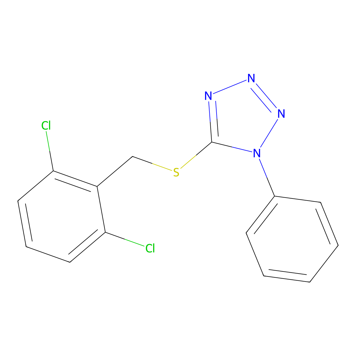 5-[(2,6-dichlorobenzyl)sulfanyl]-1-phenyl-1H-tetrazole molecular structure, CAS 401577-38-6