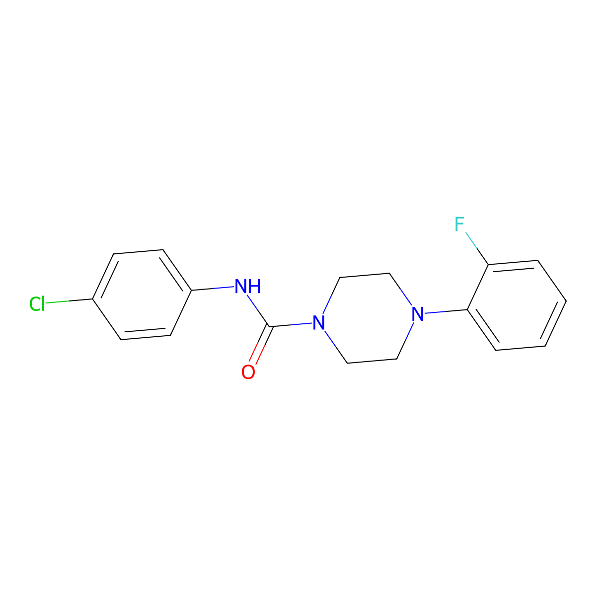 N-(4-chlorophenyl)-4-(2-fluorophenyl)piperazine-1-carboxamide molecular structure, CAS 401578-01-6