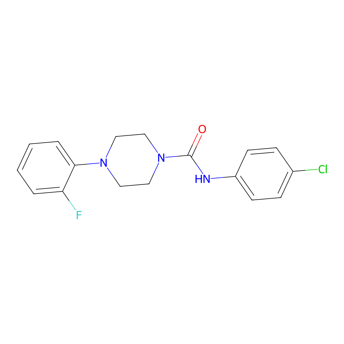 N-(4-chlorophenyl)-4-(2-fluorophenyl)piperazine-1-carboxamide molecular structure, CAS 401578-01-6