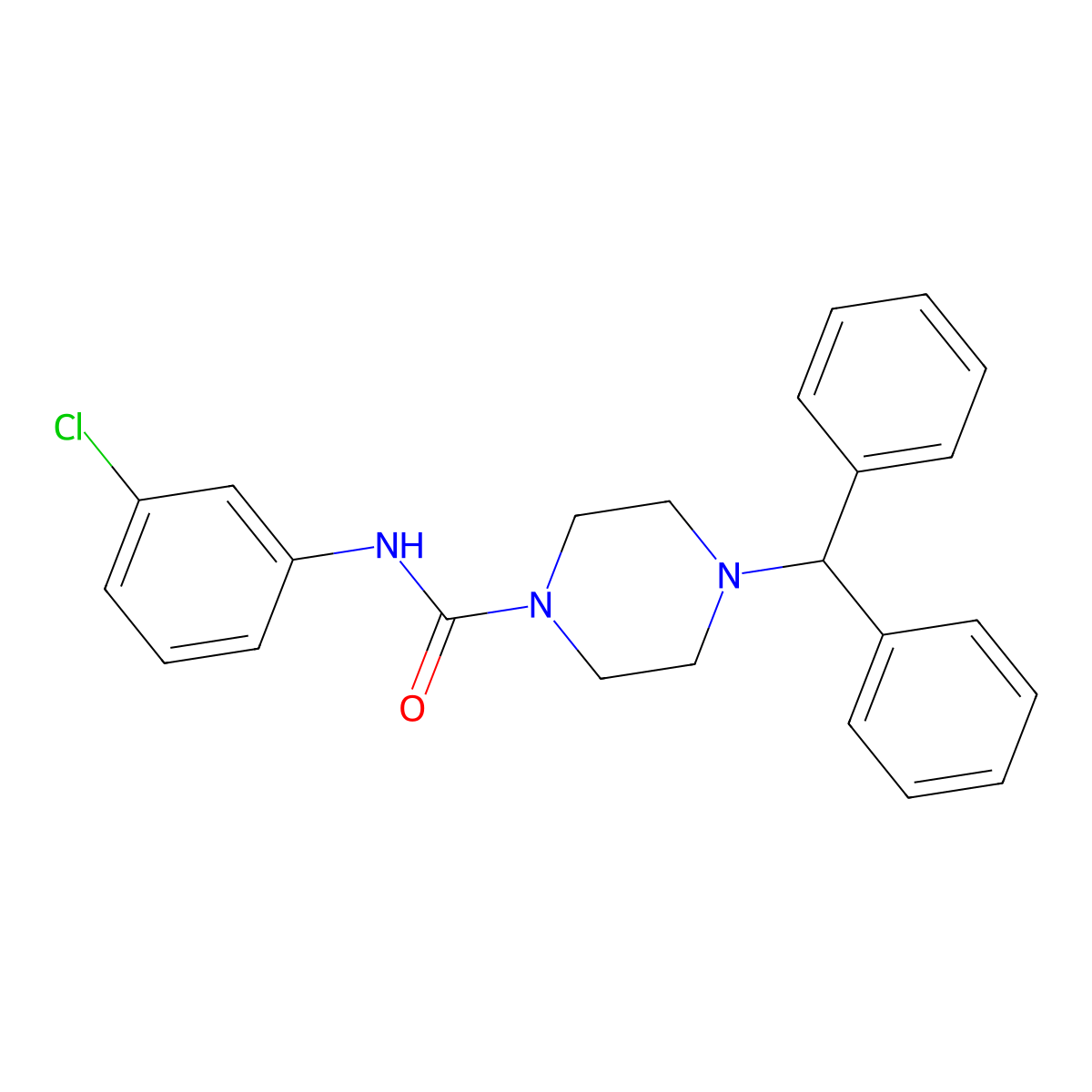 4-Benzhydryl-N-(3-chlorophenyl)-1-piperazinecarboxamide molecular structure, CAS 401578-05-0