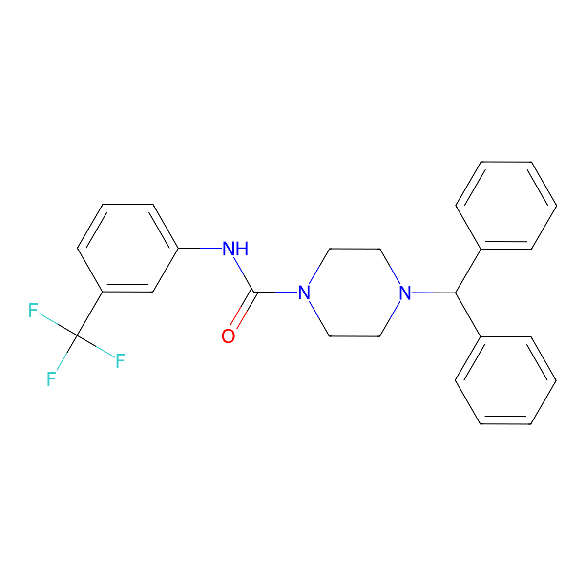 4-Benzhydryl-N-(3-(trifluoromethyl)phenyl)-1-piperazinecarboxamide molecular structure, CAS 401578-06-1