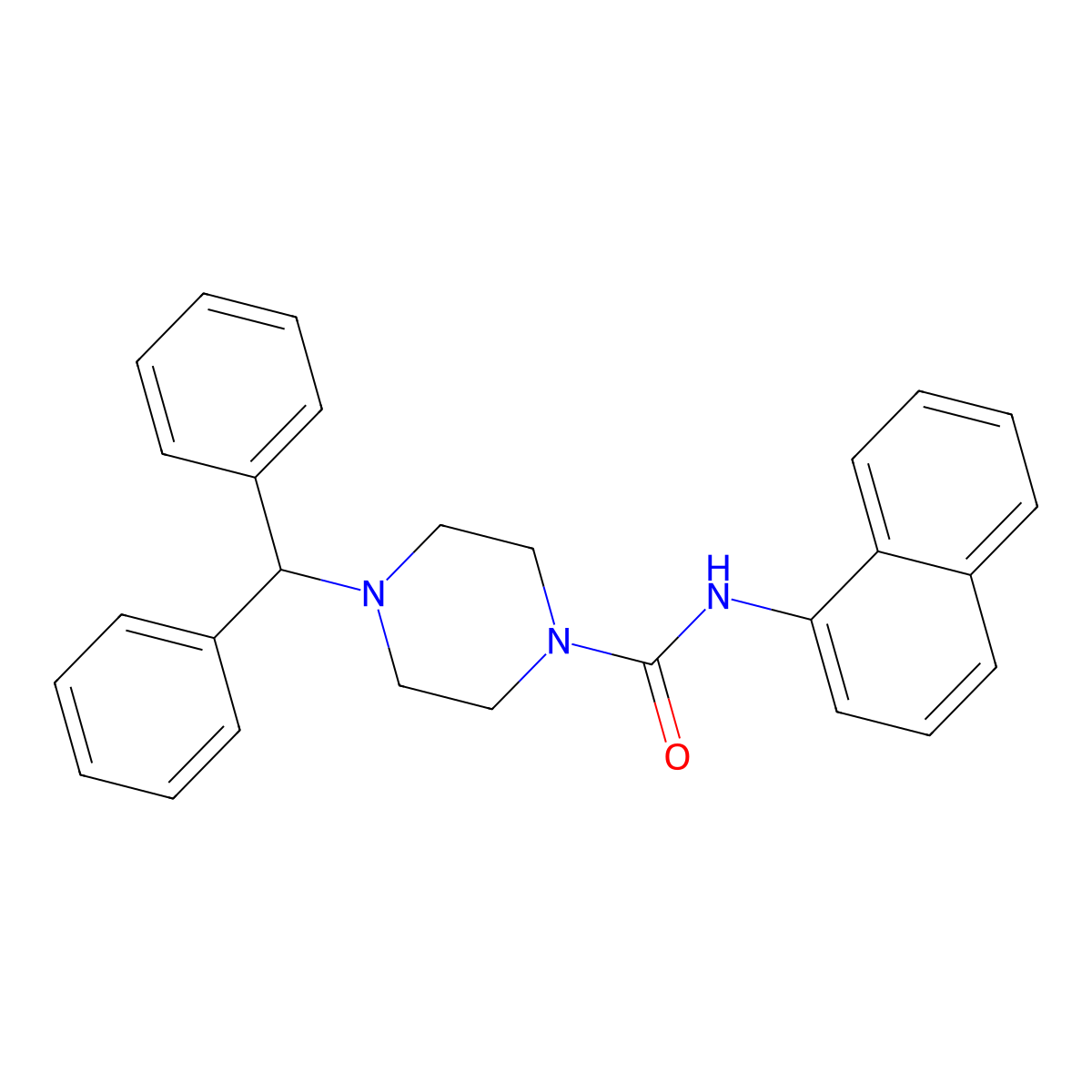4-Benzhydryl-N-(1-naphthyl)-1-piperazinecarboxamide molecular structure, CAS 401578-07-2