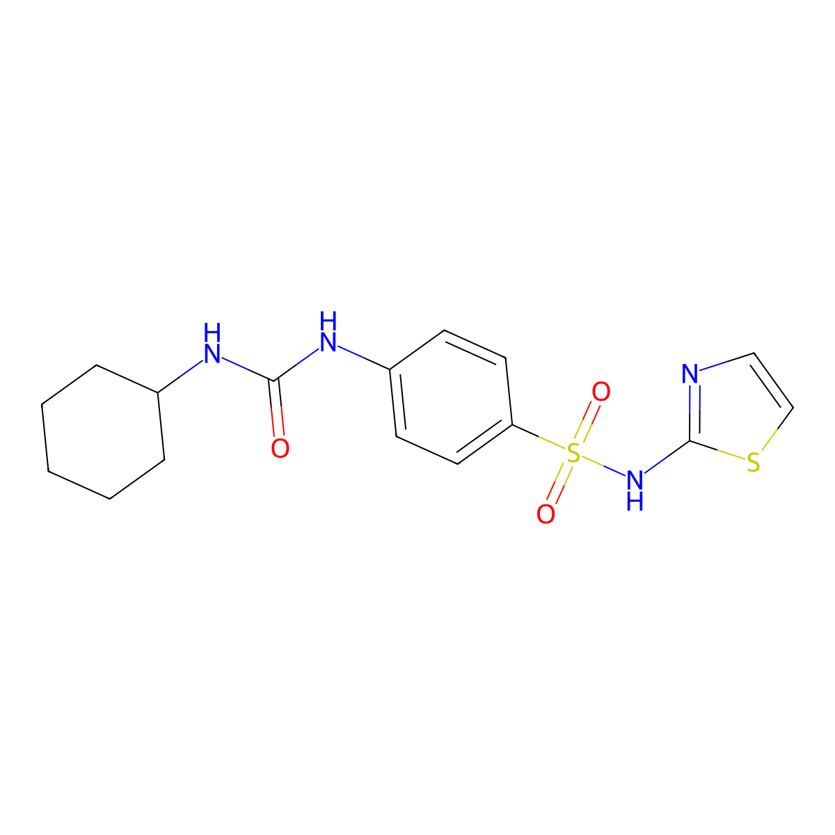 1-Cyclohexyl-3-[4-(1,3-thiazol-2-ylsulfamoyl)phenyl]urea molecular structure, CAS 401578-15-2