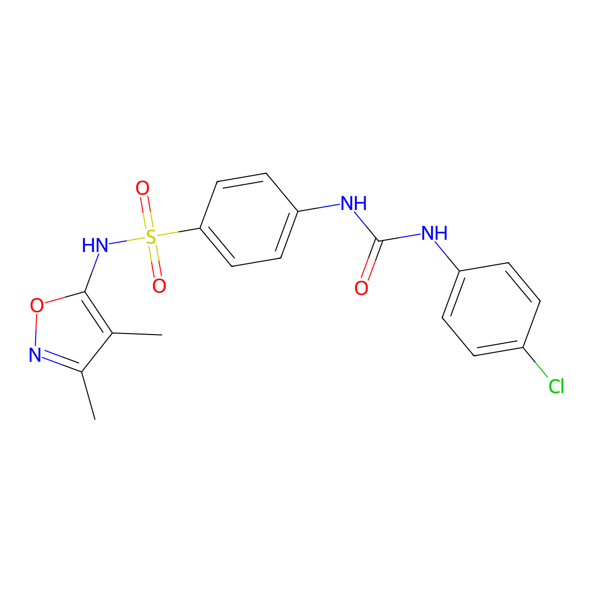 1-(4-Chlorophenyl)-3-[4-[(3,4-dimethyl-1,2-oxazol-5-yl)sulfamoyl]phenyl]urea molecular structure, CAS 401578-20-9