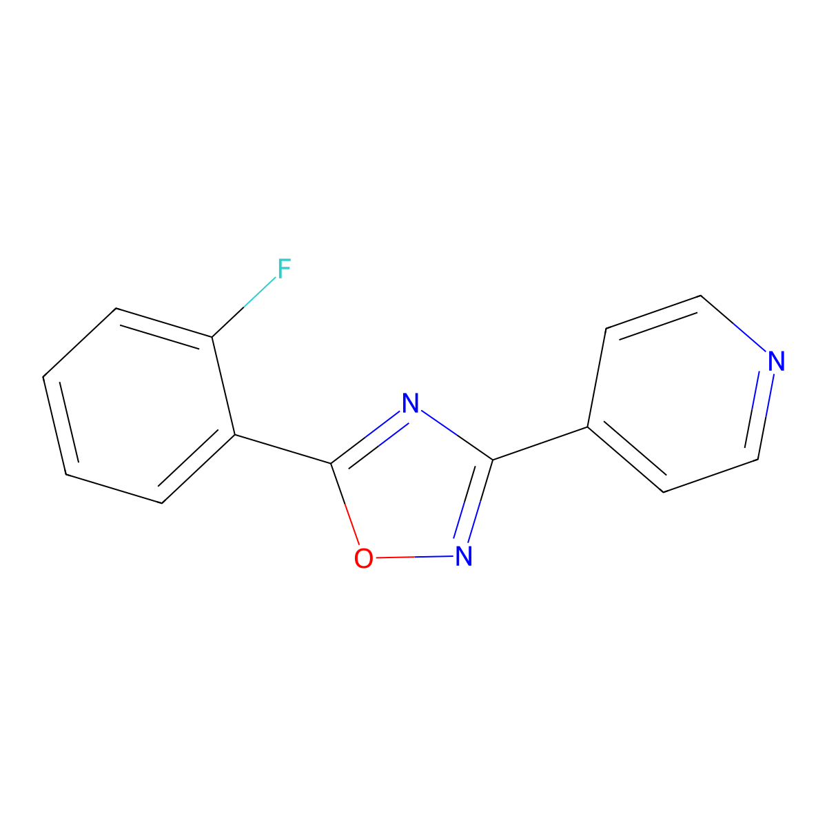 5-(2-Fluorophenyl)-3-pyridin-4-yl-1,2,4-oxadiazole molecular structure, CAS 401580-39-0