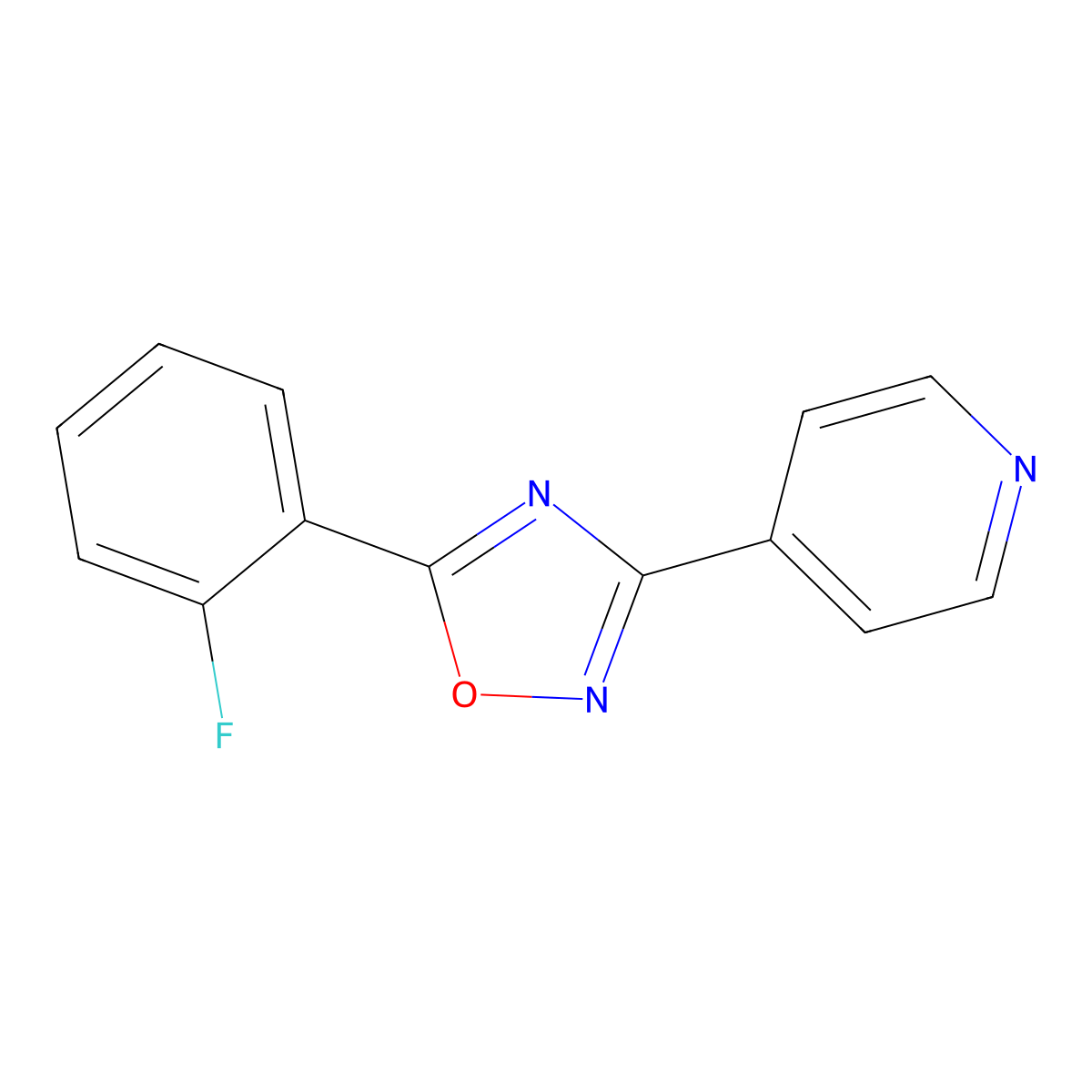 5-(2-Fluorophenyl)-3-pyridin-4-yl-1,2,4-oxadiazole molecular structure, CAS 401580-39-0
