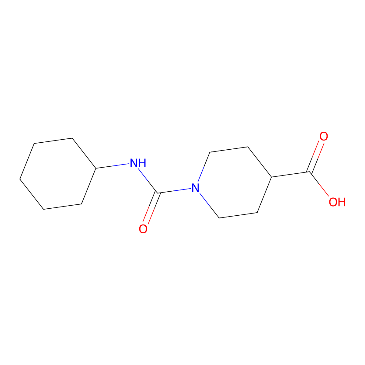 1-(Cyclohexylcarbamoyl)piperidine-4-carboxylic acid molecular structure, CAS 401581-26-8