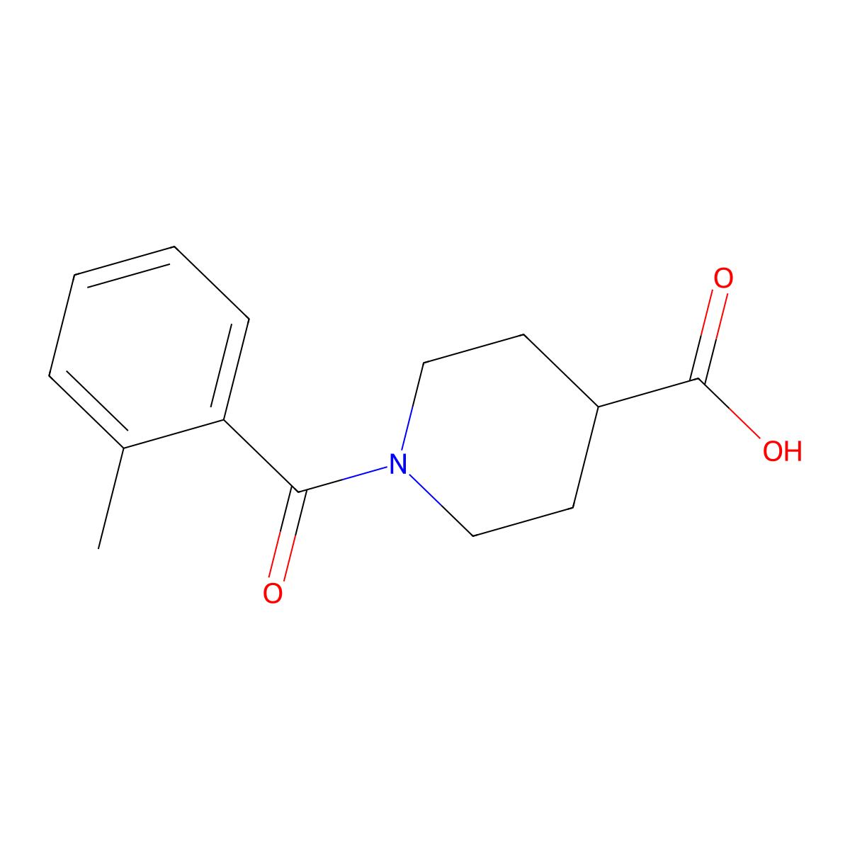 1-(2-Methylbenzoyl)piperidine-4-carboxylic acid molecular structure, CAS 401581-31-5