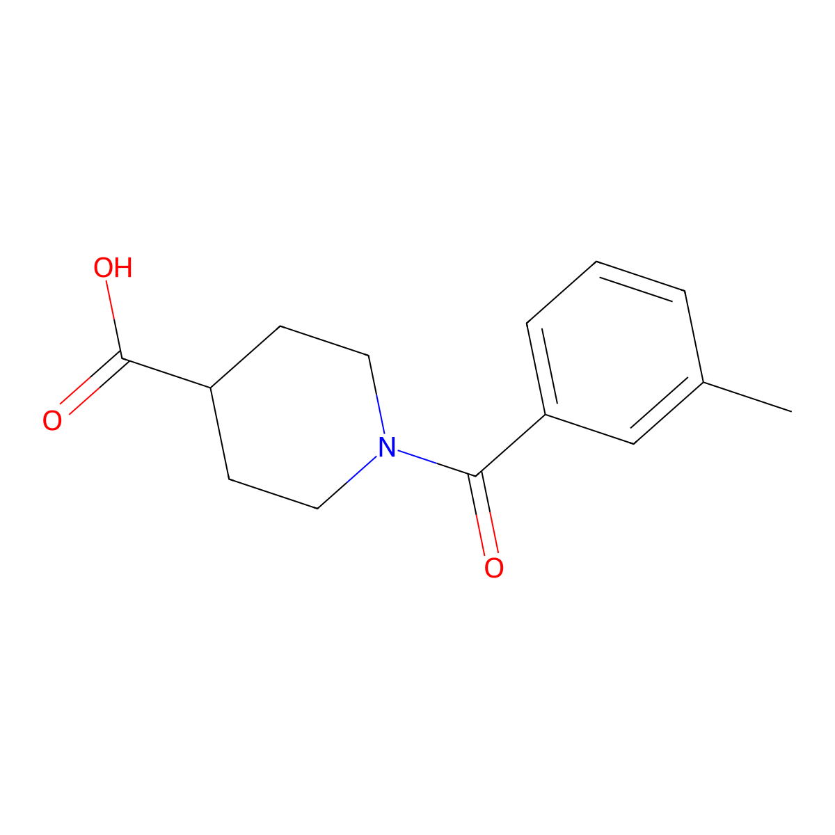 1-(3-methylbenzoyl)piperidine-4-carboxylic Acid molecular structure, CAS 401581-32-6