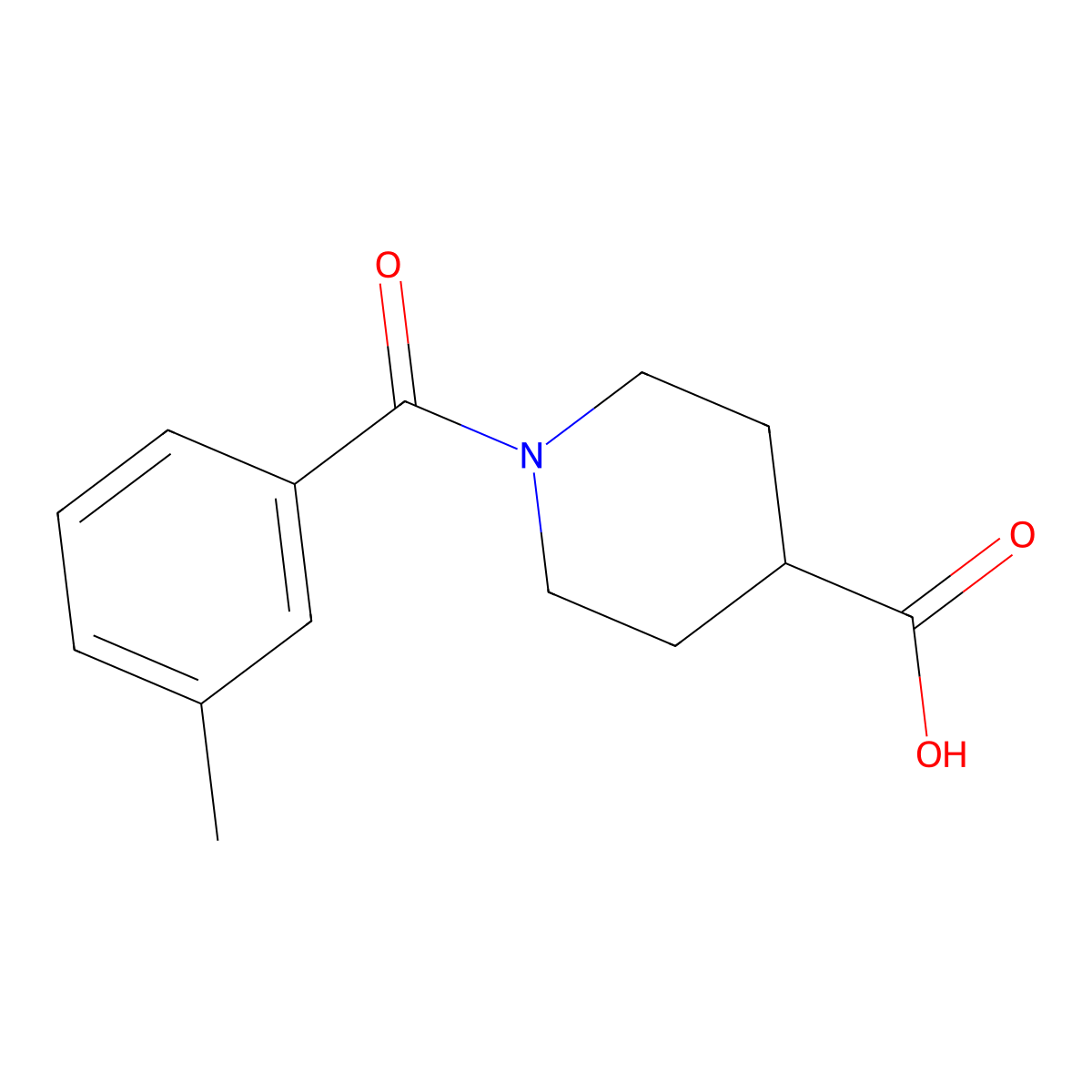 1-(3-methylbenzoyl)piperidine-4-carboxylic Acid molecular structure, CAS 401581-32-6