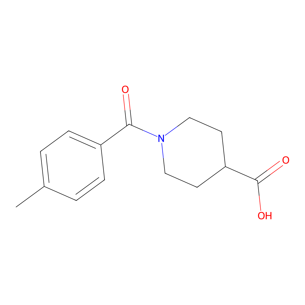 1-(4-Methylbenzoyl)piperidine-4-carboxylic acid molecular structure, CAS 401581-34-8