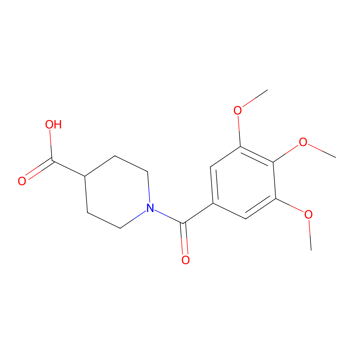 1-(3,4,5-Trimethoxybenzoyl)piperidine-4-carboxylic acid molecular structure, CAS 401581-35-9
