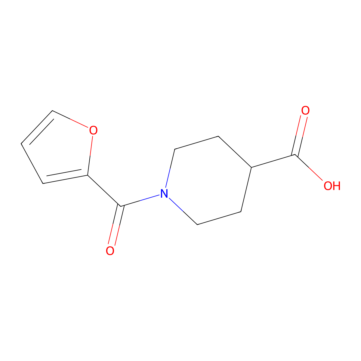 1-(furan-2-carbonyl)piperidine-4-carboxylic Acid molecular structure, CAS 401581-36-0