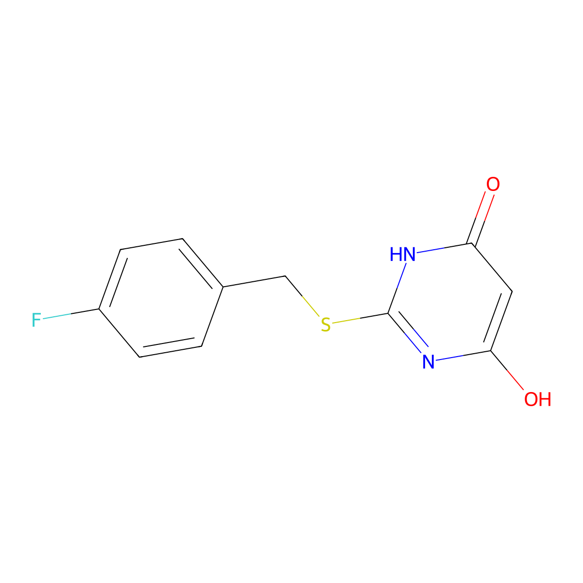 2-(4-Fluorobenzylthio)pyrimidine-4,6-diol molecular structure, CAS 401581-40-6