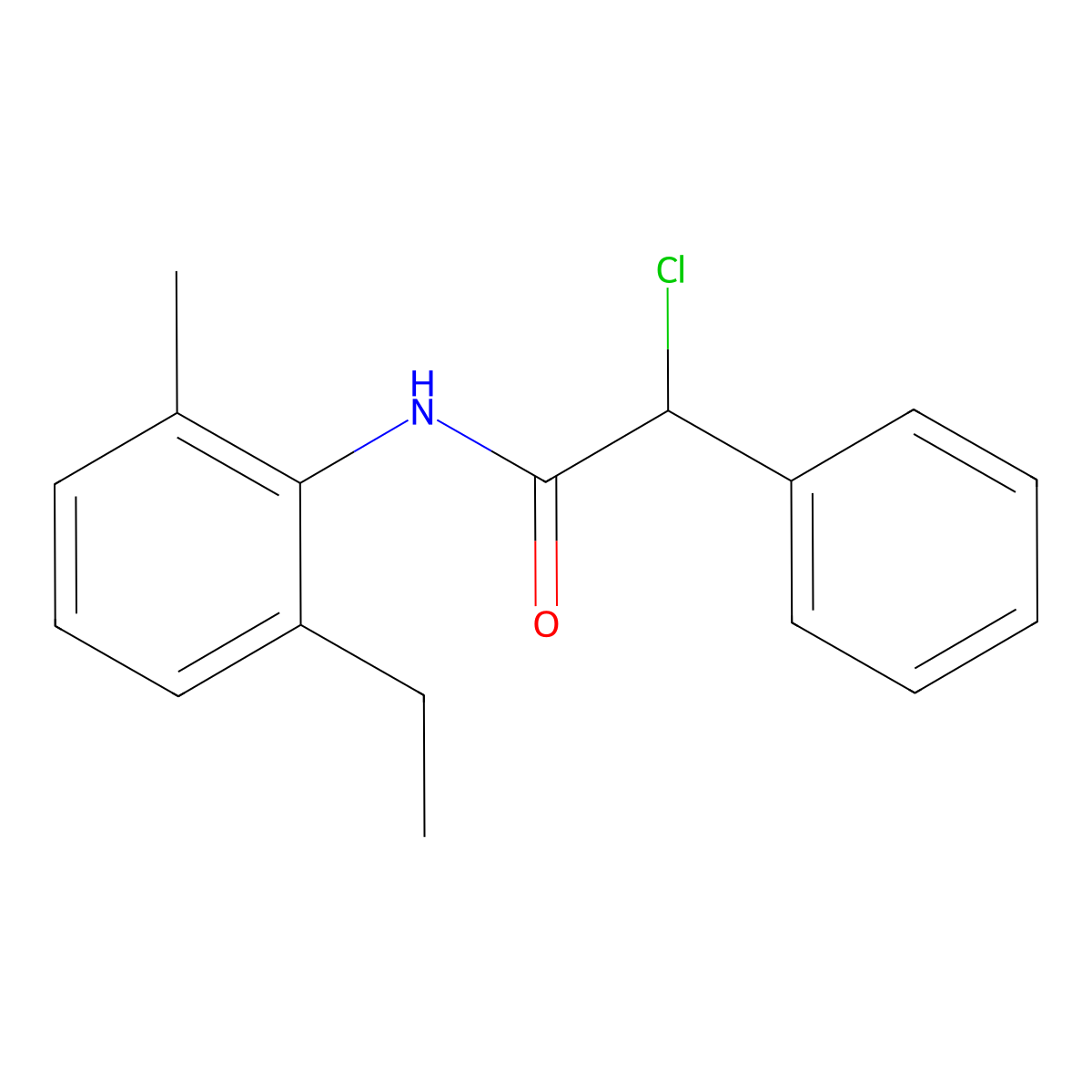 2-chloro-N-(2-ethyl-6-methylphenyl)-2-phenylacetamide molecular structure, CAS 401582-23-8